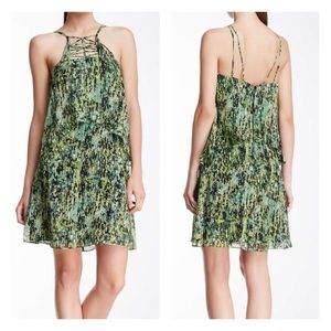 BCBG MAX AZRIA KAIA EVERGREEN SILK COCKTAIL DRESS